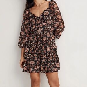 Madewell Amalia Tiered Mini Dress in Pampas Blooms, Size 2